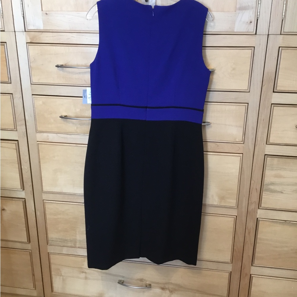 Kasper Royal BlueBlack color block dress size 8 NWT NEW 40” long Sleeveless - Picture 4 of 10